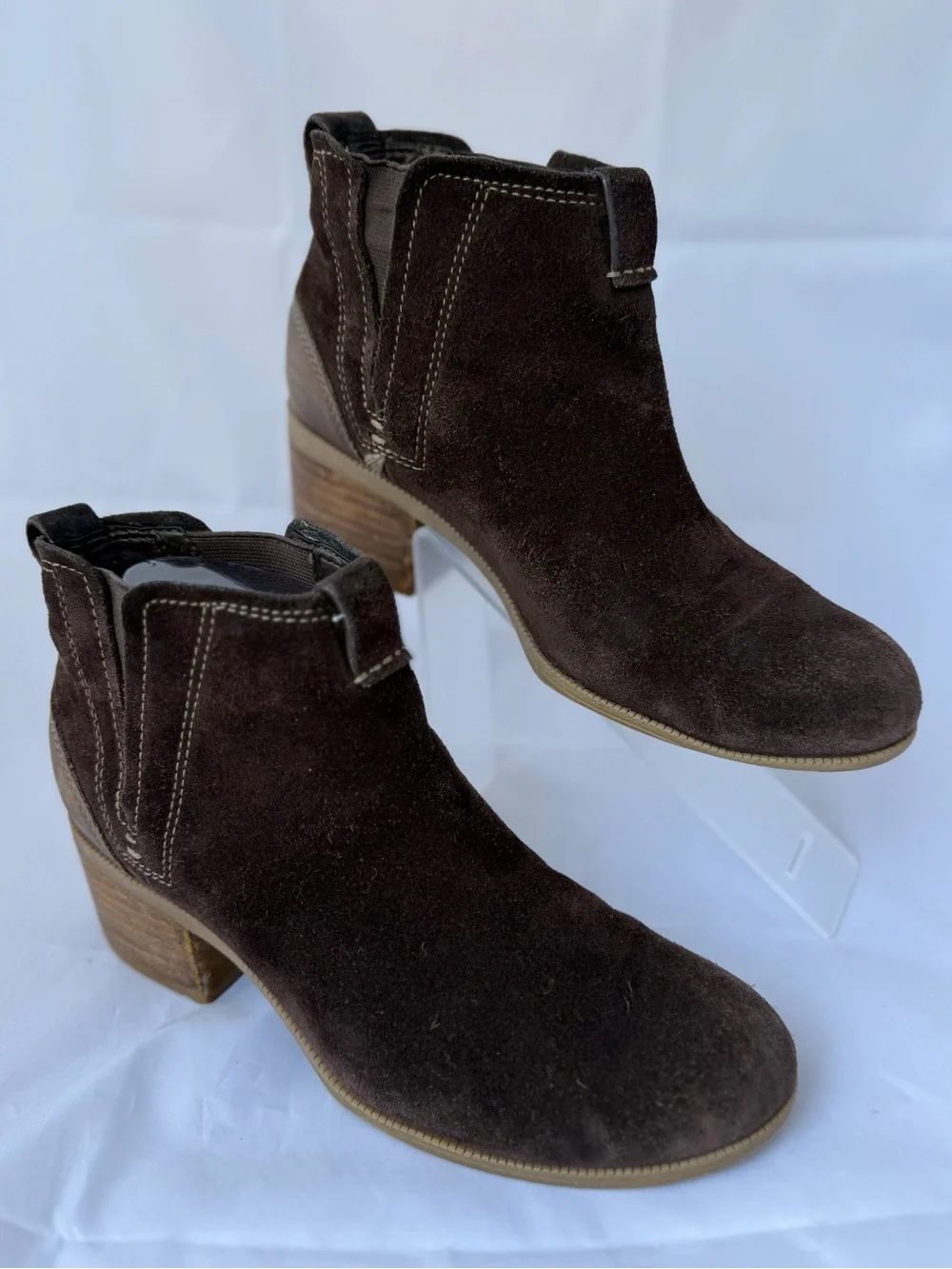 Clarks Maypearl Daisy Dark Brown Suede Chelsea Ankle Boots Size 8